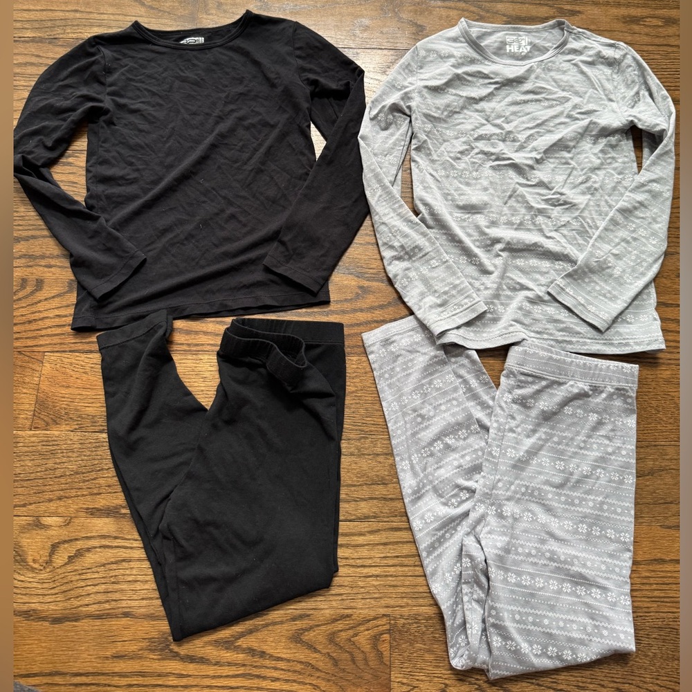 32 Degrees HEAT Thermal Underwear Sets – Black + Gray Pattern, Size Small (S)